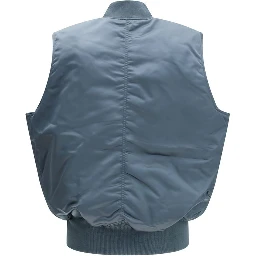 Blue Nylon Sleveless Jacket