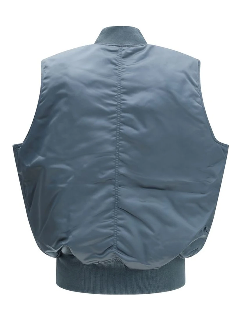 Blue Nylon Sleveless Jacket