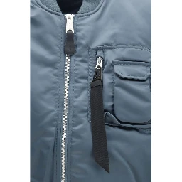 Blue Nylon Sleveless Jacket