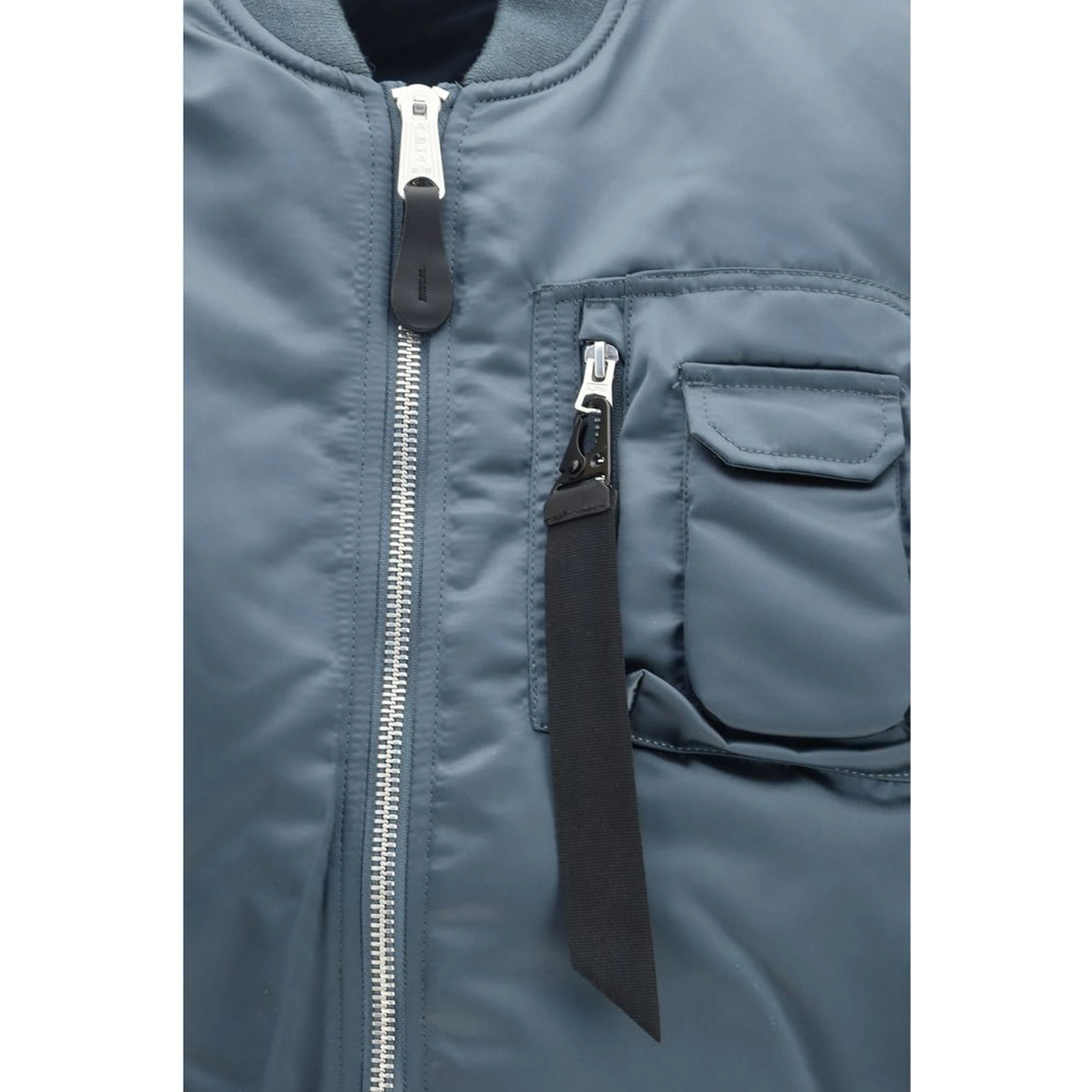 Blue Nylon Sleveless Jacket