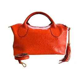Orange Cowhide Shoulder Bag