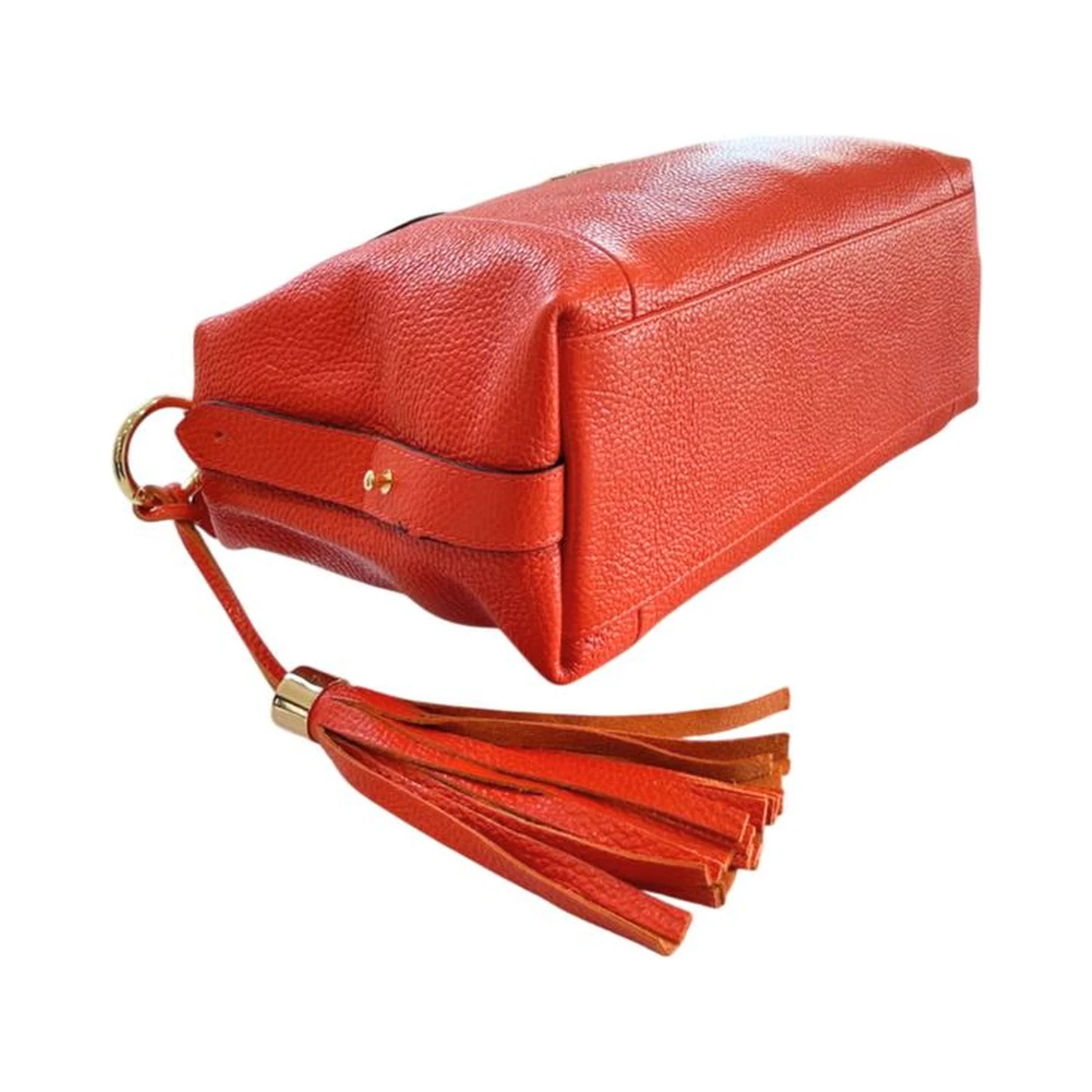 Orange Cowhide Shoulder Bag