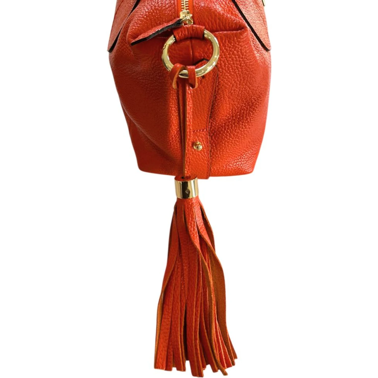 Orange Cowhide Shoulder Bag