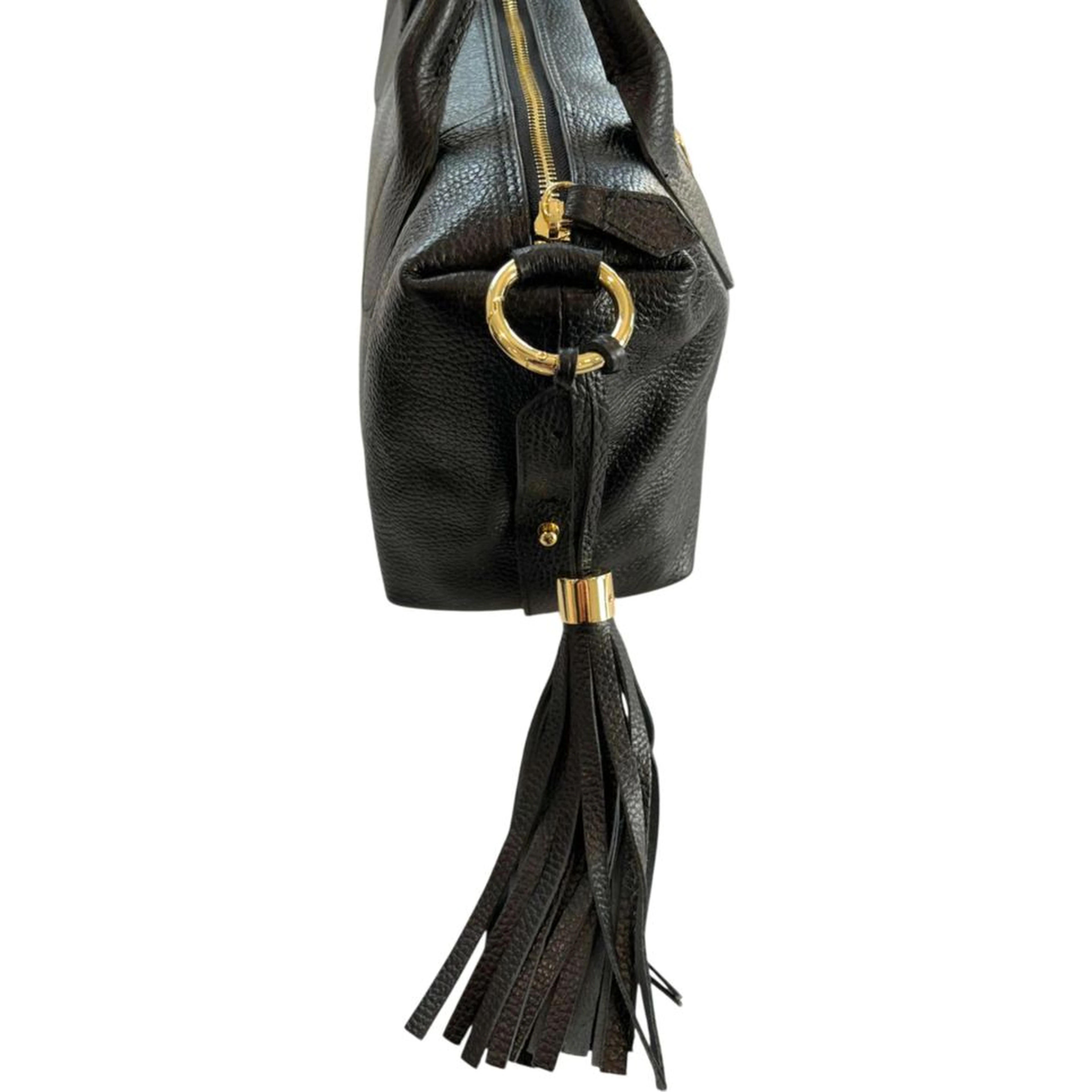 Black Cowhide Shoulder Bag
