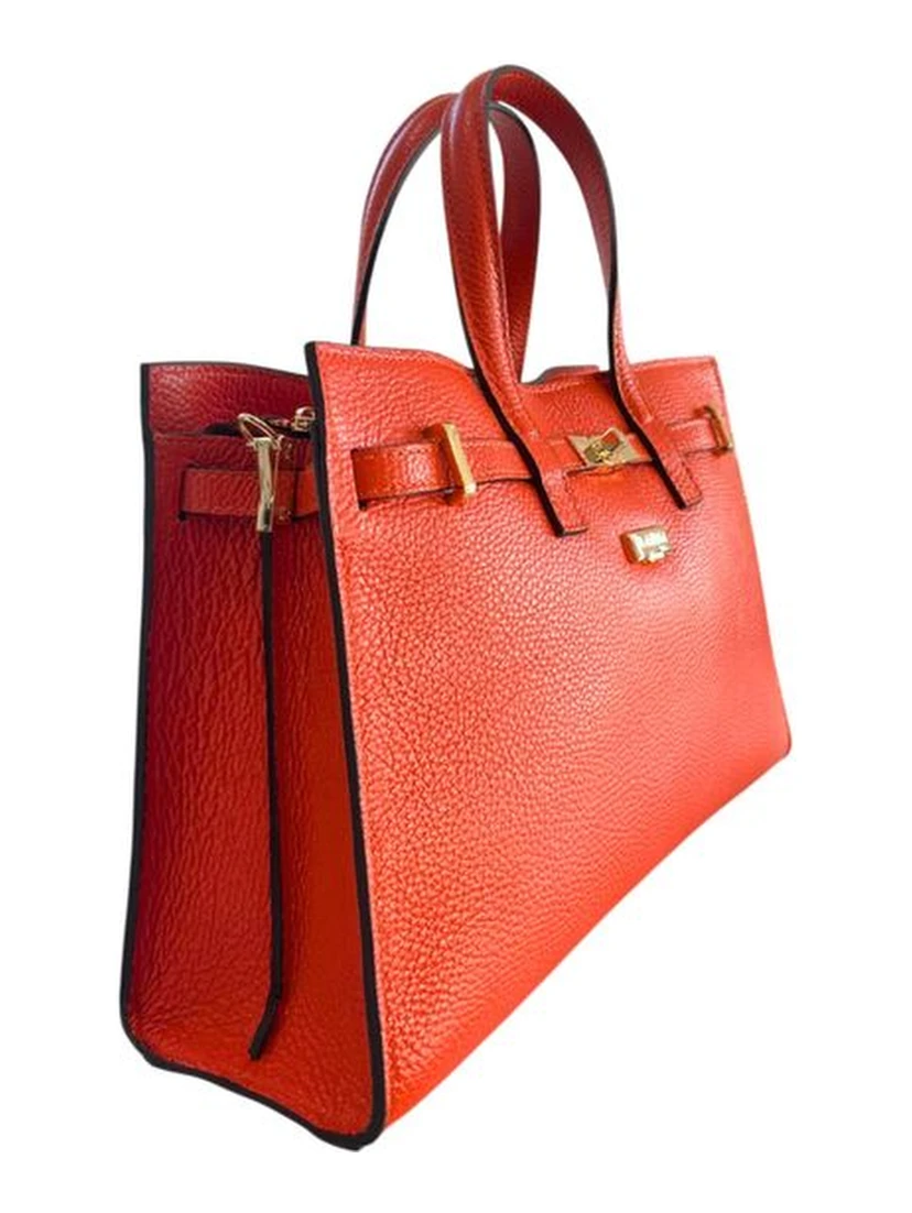 Orange Cowhide Shoulder Bag