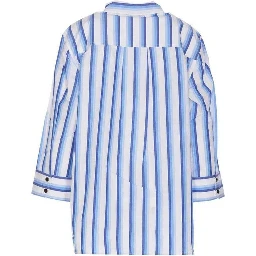 قميص قطني أزرق بنقشة