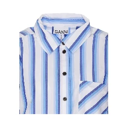 قميص قطني أزرق بنقشة