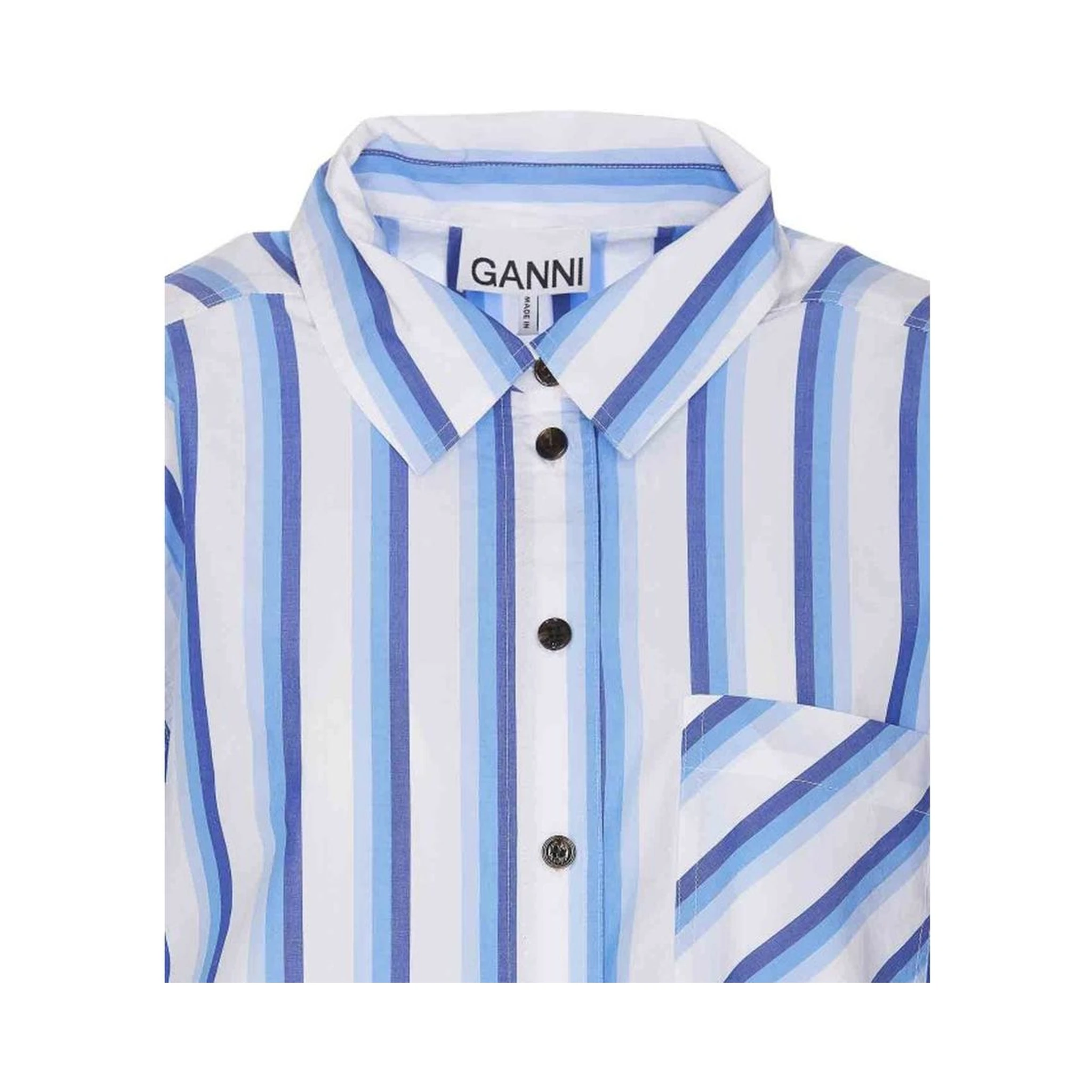 قميص قطني أزرق بنقشة