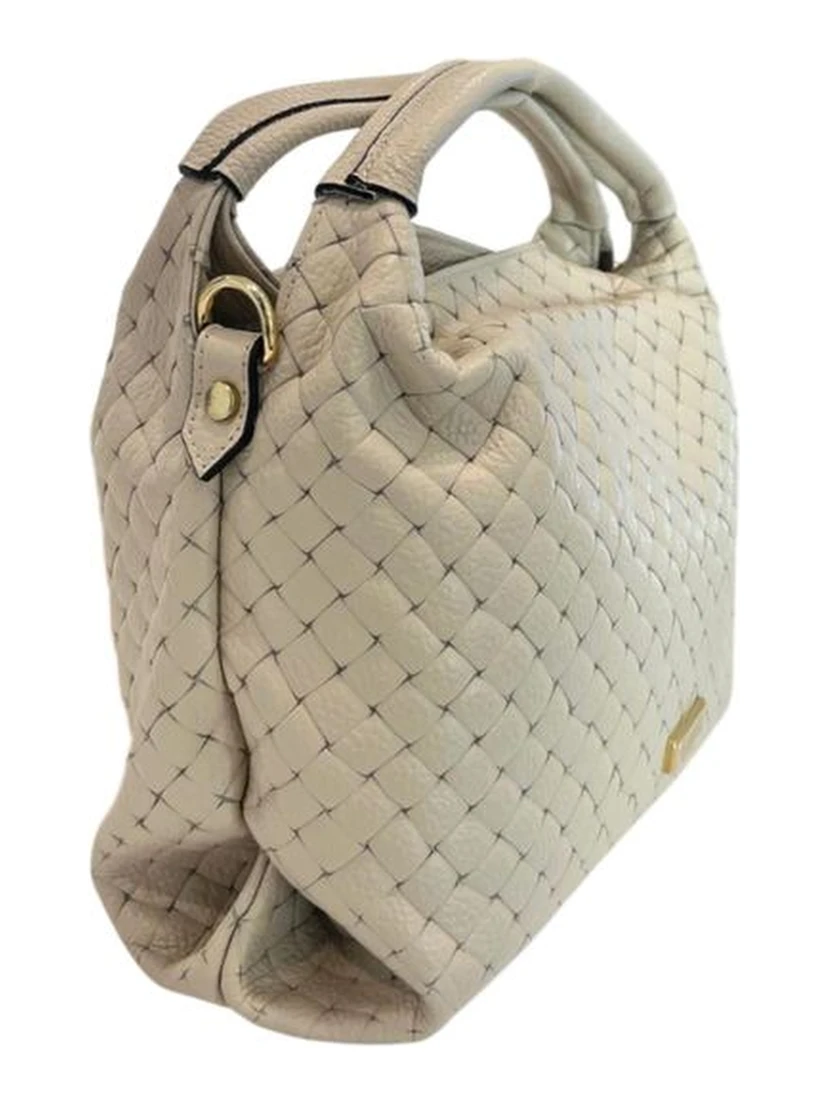 Beige Cowhide Shoulder Bag