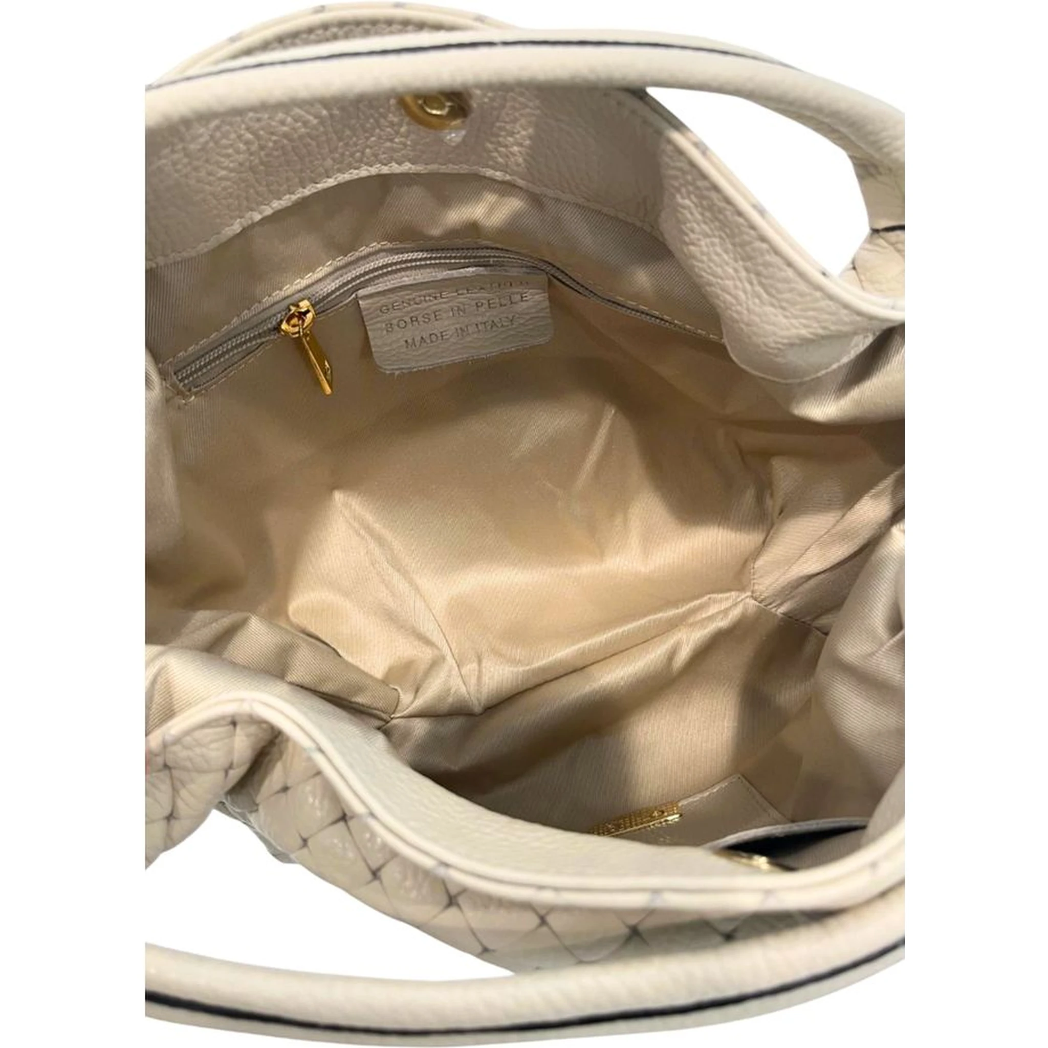 Beige Cowhide Shoulder Bag