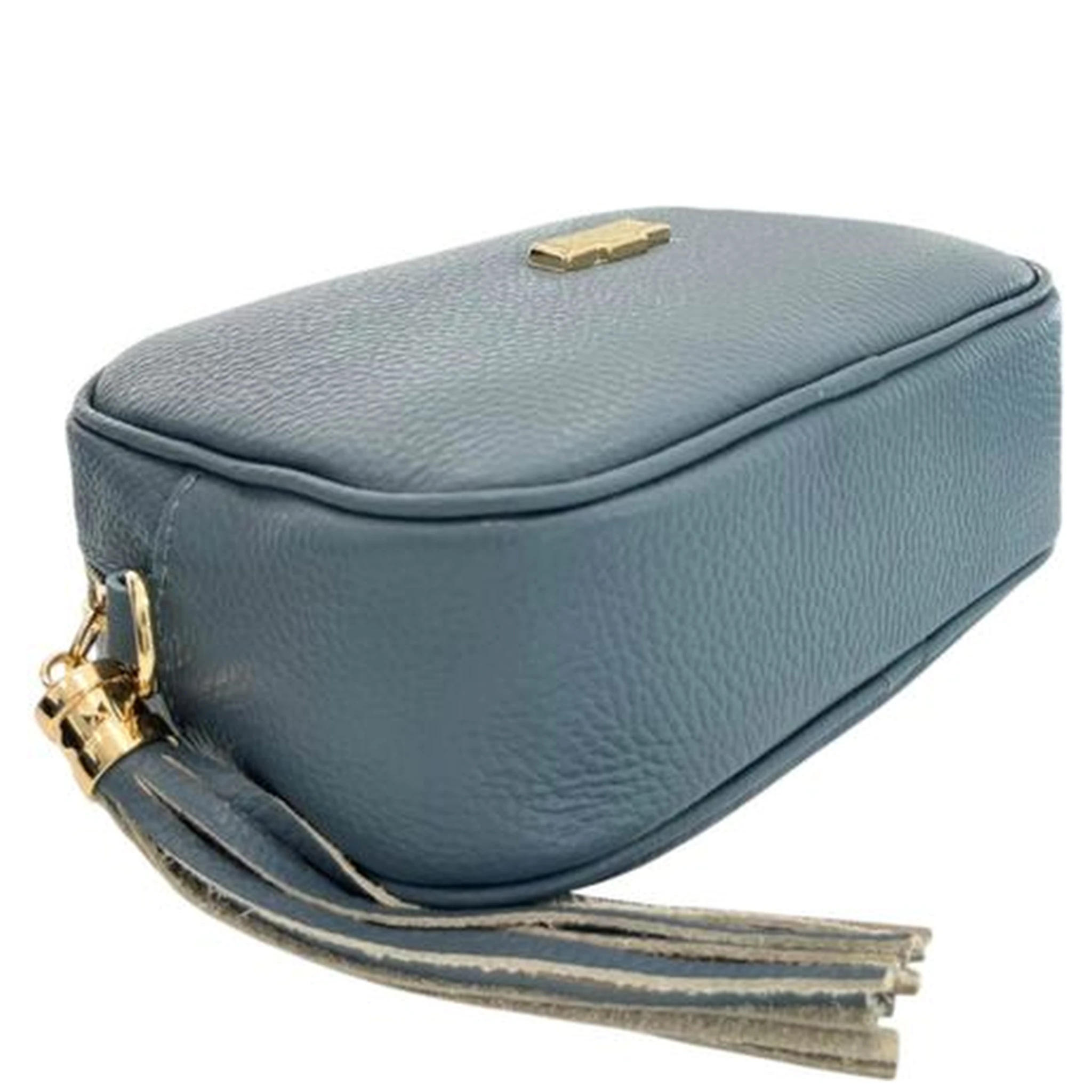 Blue Cowhide Crossbody Bag