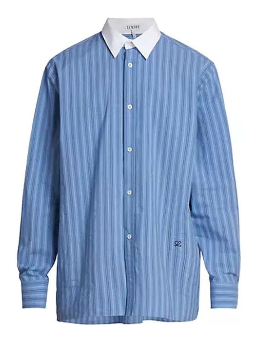Blue Cotton Pattern Shirt