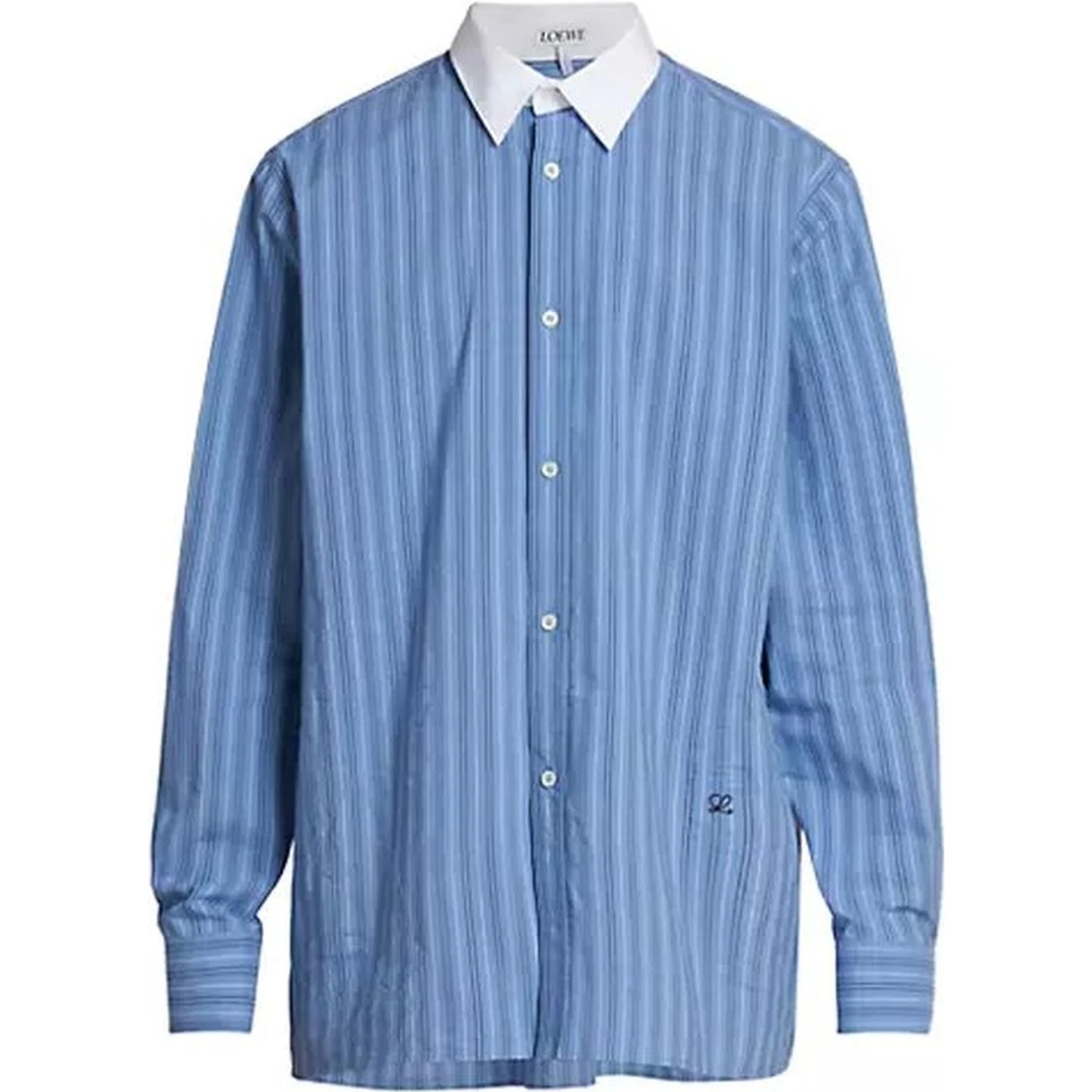 قميص قطني أزرق بنقشة