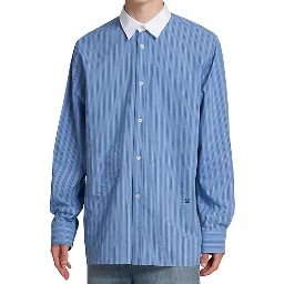 قميص قطني أزرق بنقشة