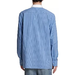 قميص قطني أزرق بنقشة