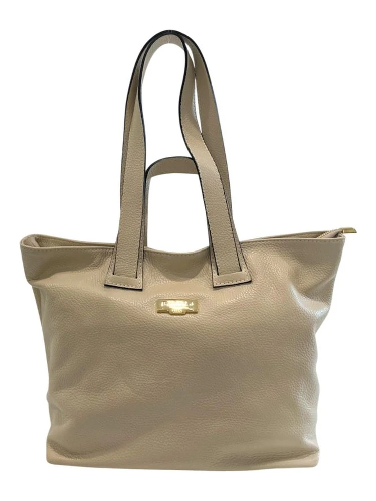 Beige Cowhide Clutch Bag