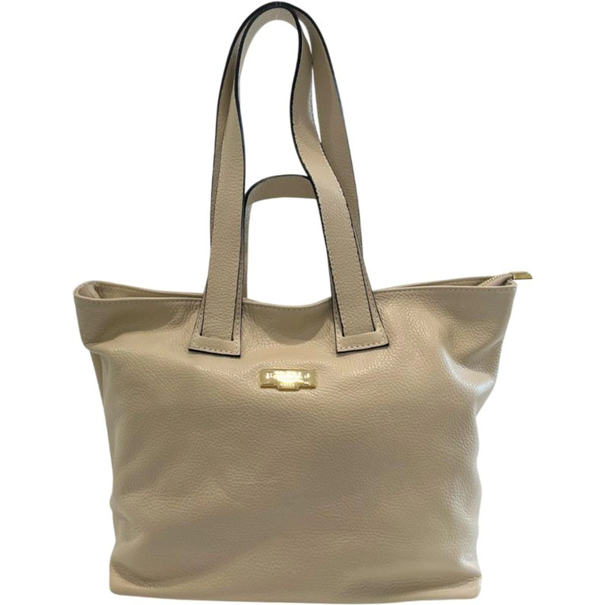 Beige Cowhide Clutch Bag