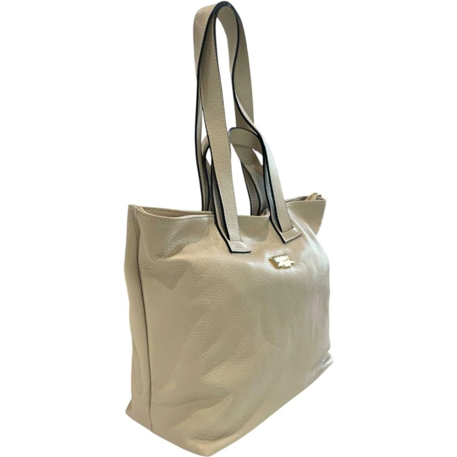 Beige Cowhide Clutch Bag