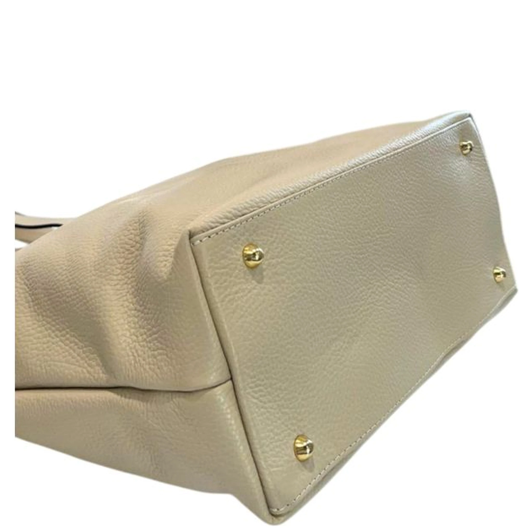 Beige Cowhide Clutch Bag