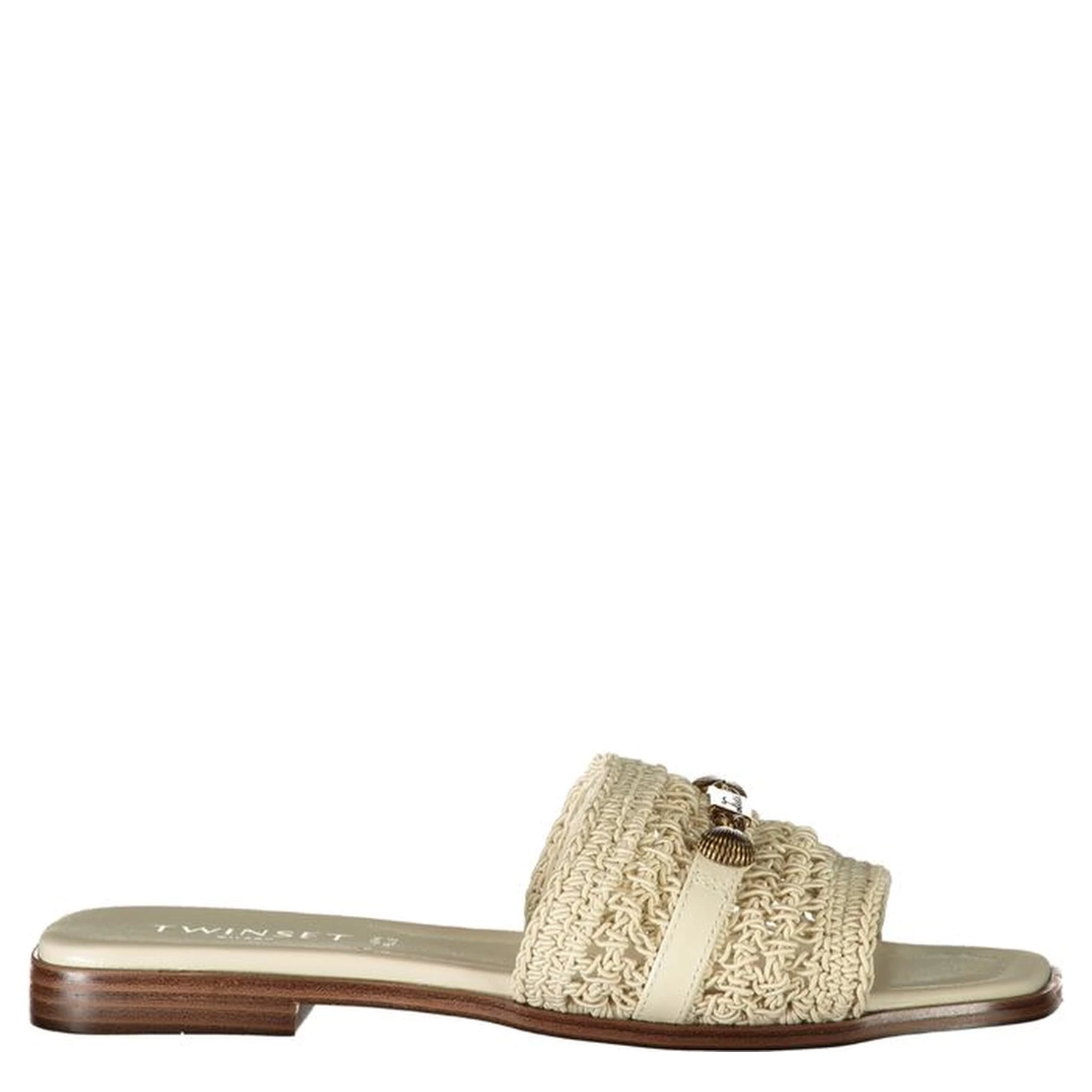 Beige Polyester Slides