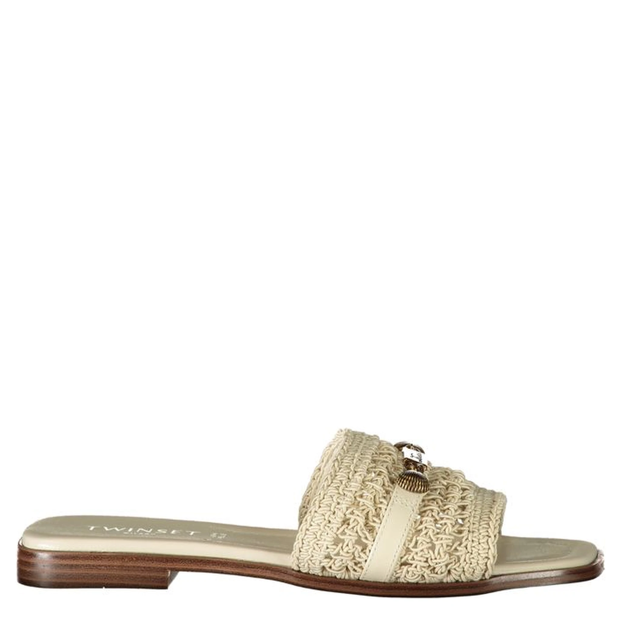 Beige Polyester Slides