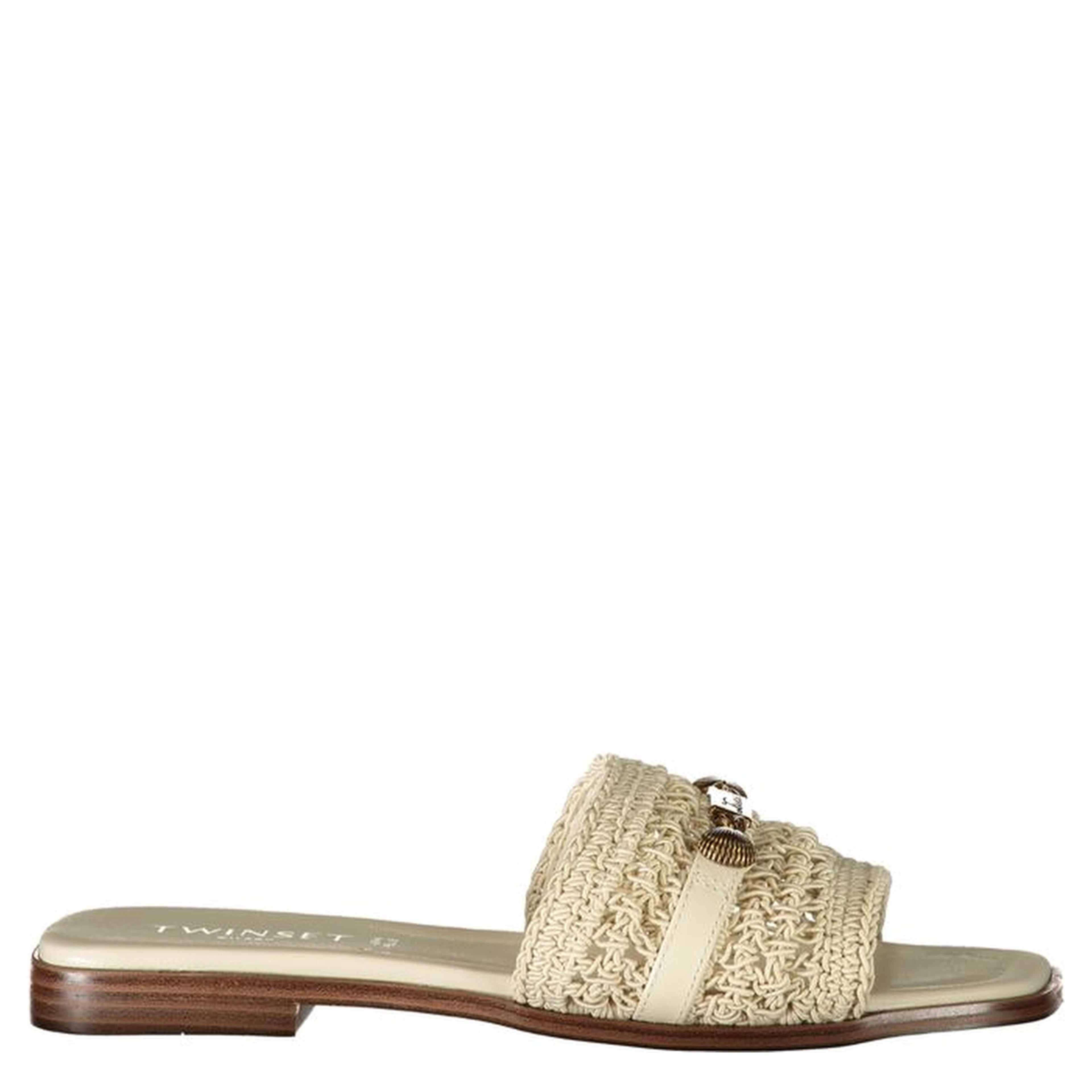 Beige Polyester Slides