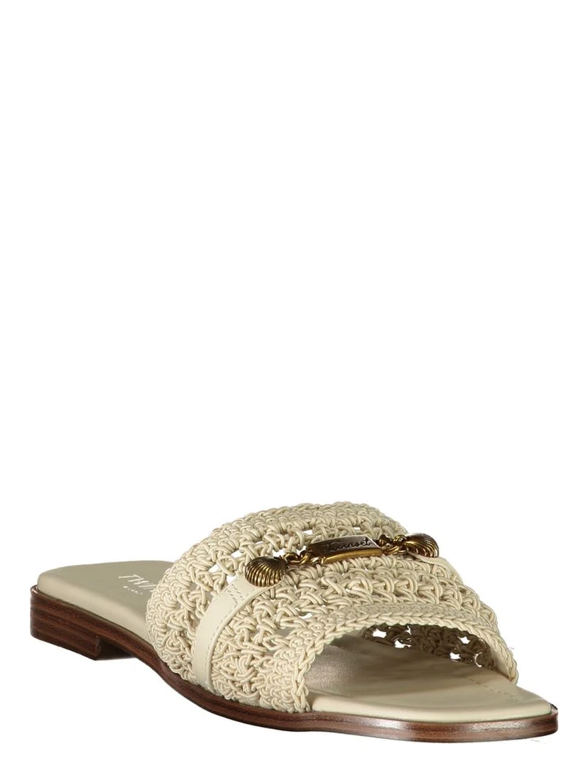 Beige Polyester Slides