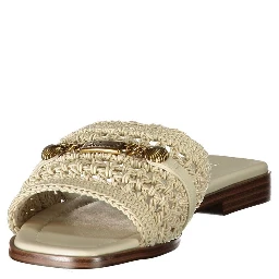 Beige Polyester Slides