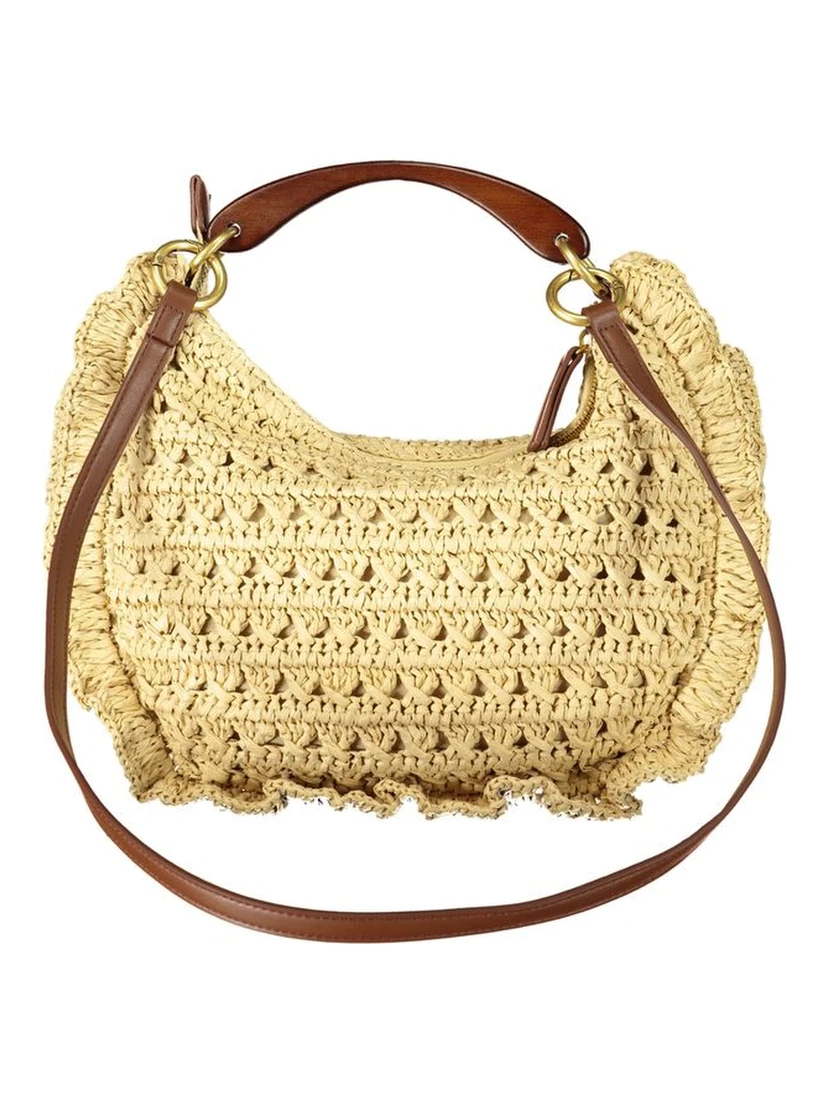 Beige Polyester Handbag