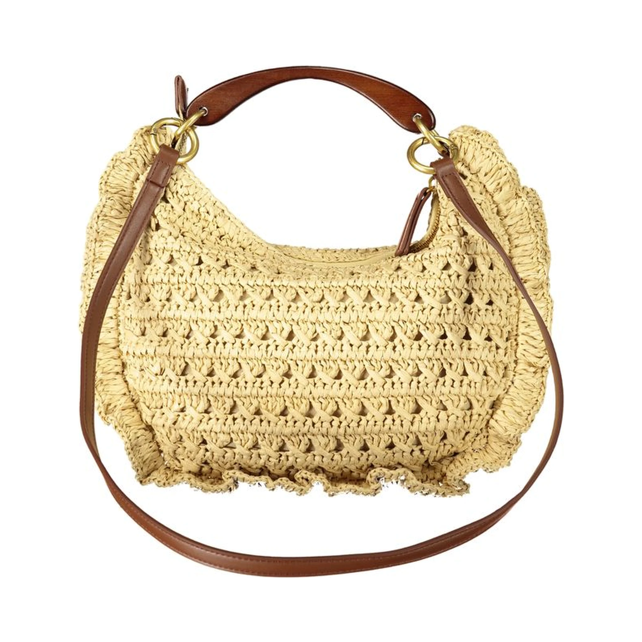 Beige Polyester Handbag