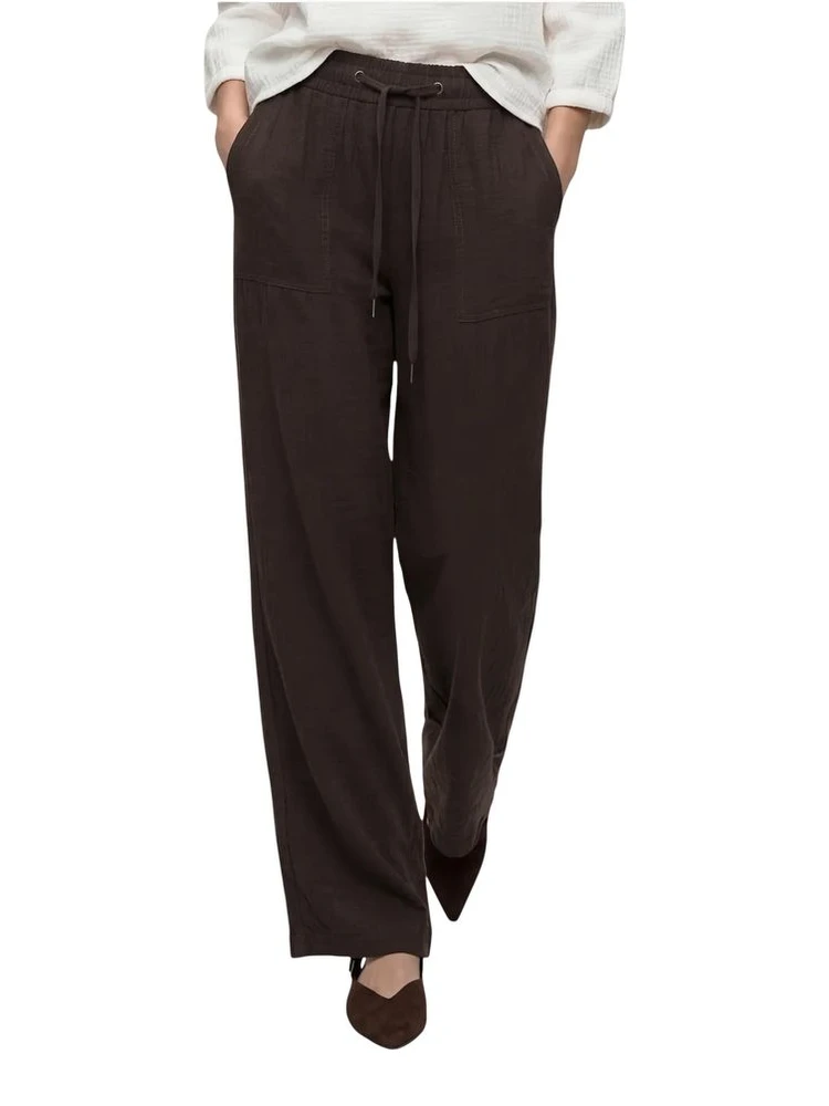 Brown Viscose Casual Pants