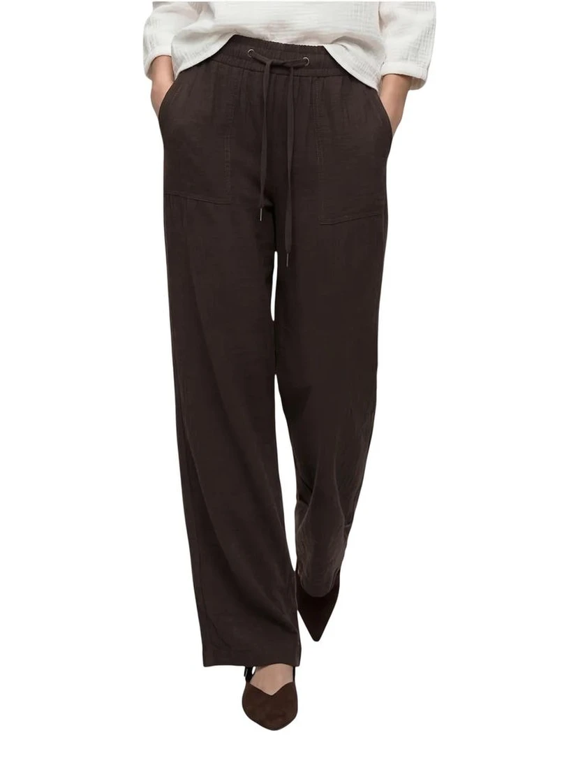 Brown Viscose Casual Pants