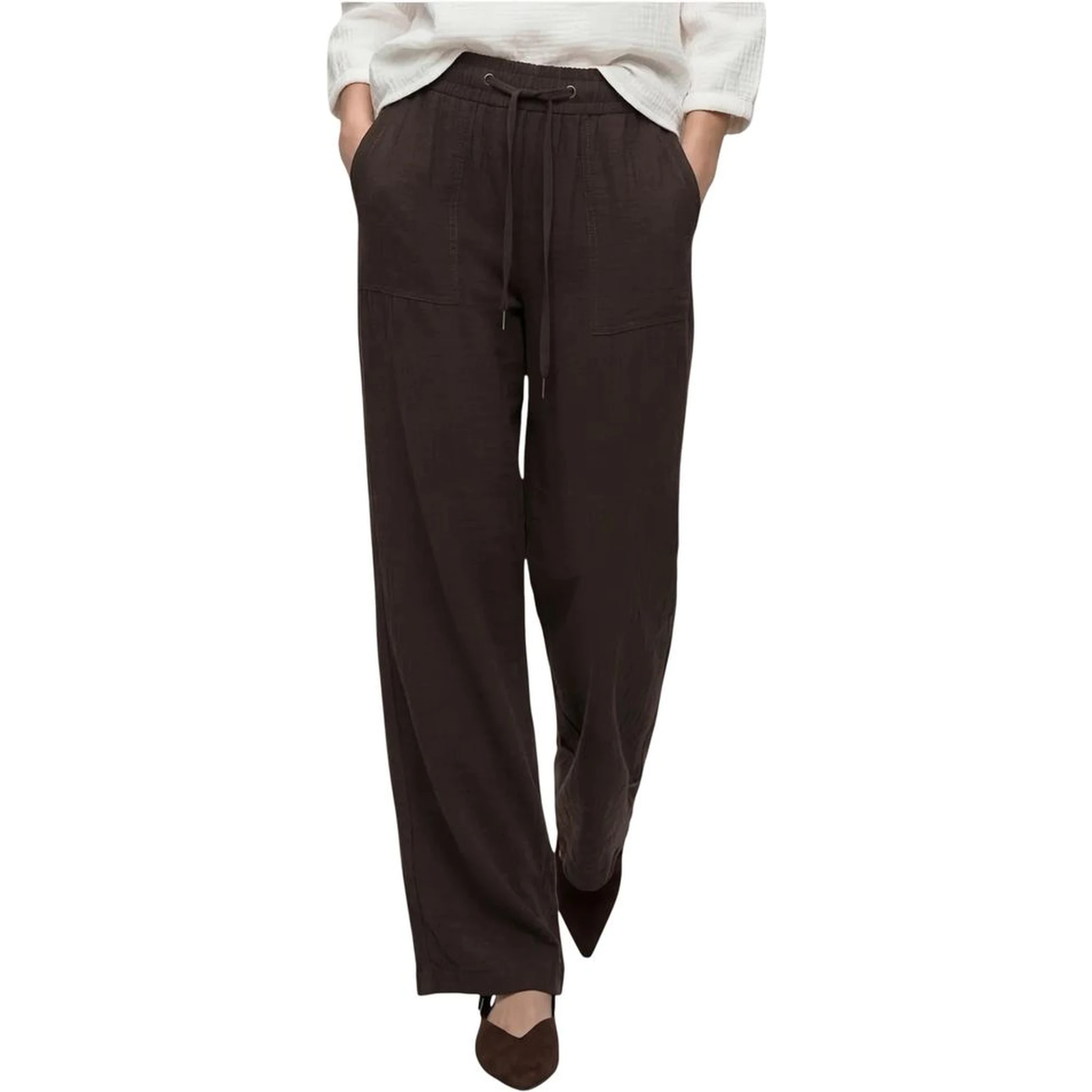 Brown Viscose Casual Pants