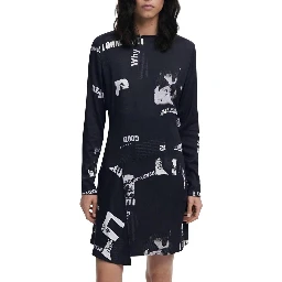 Black Viscose Short Dress