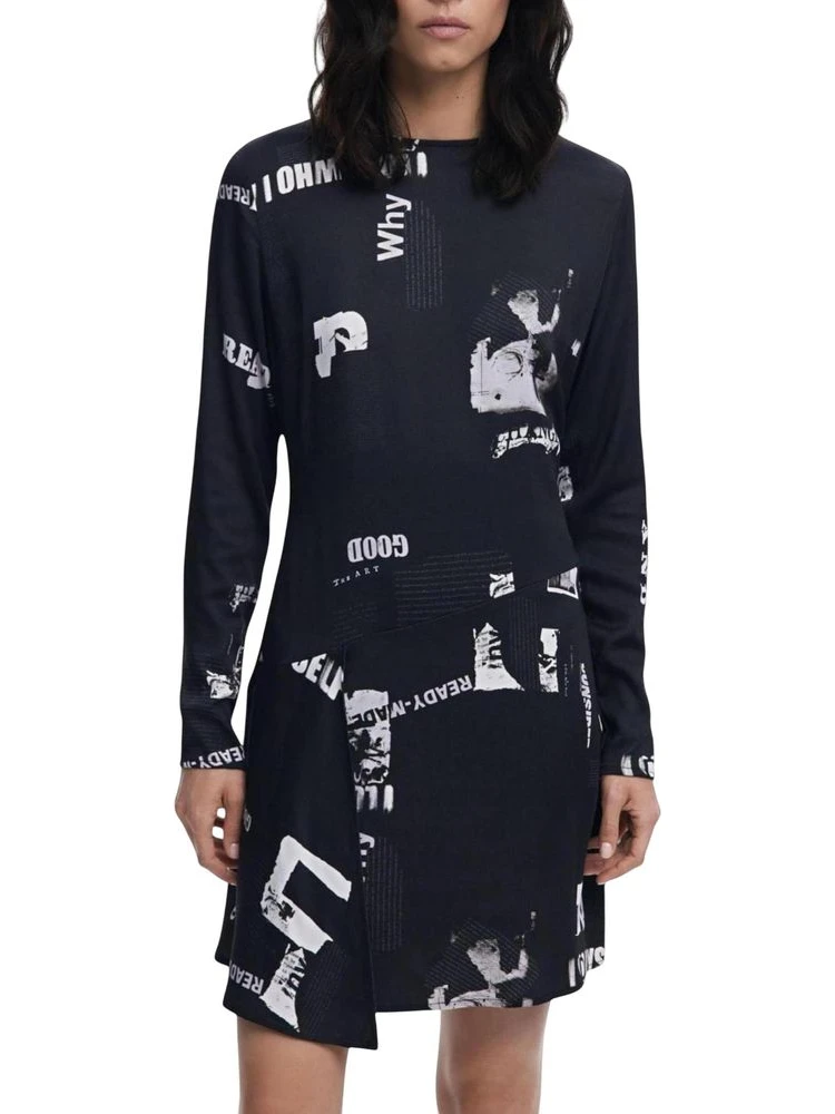 Black Viscose Short Dress