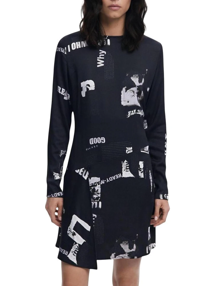 Black Viscose Short Dress