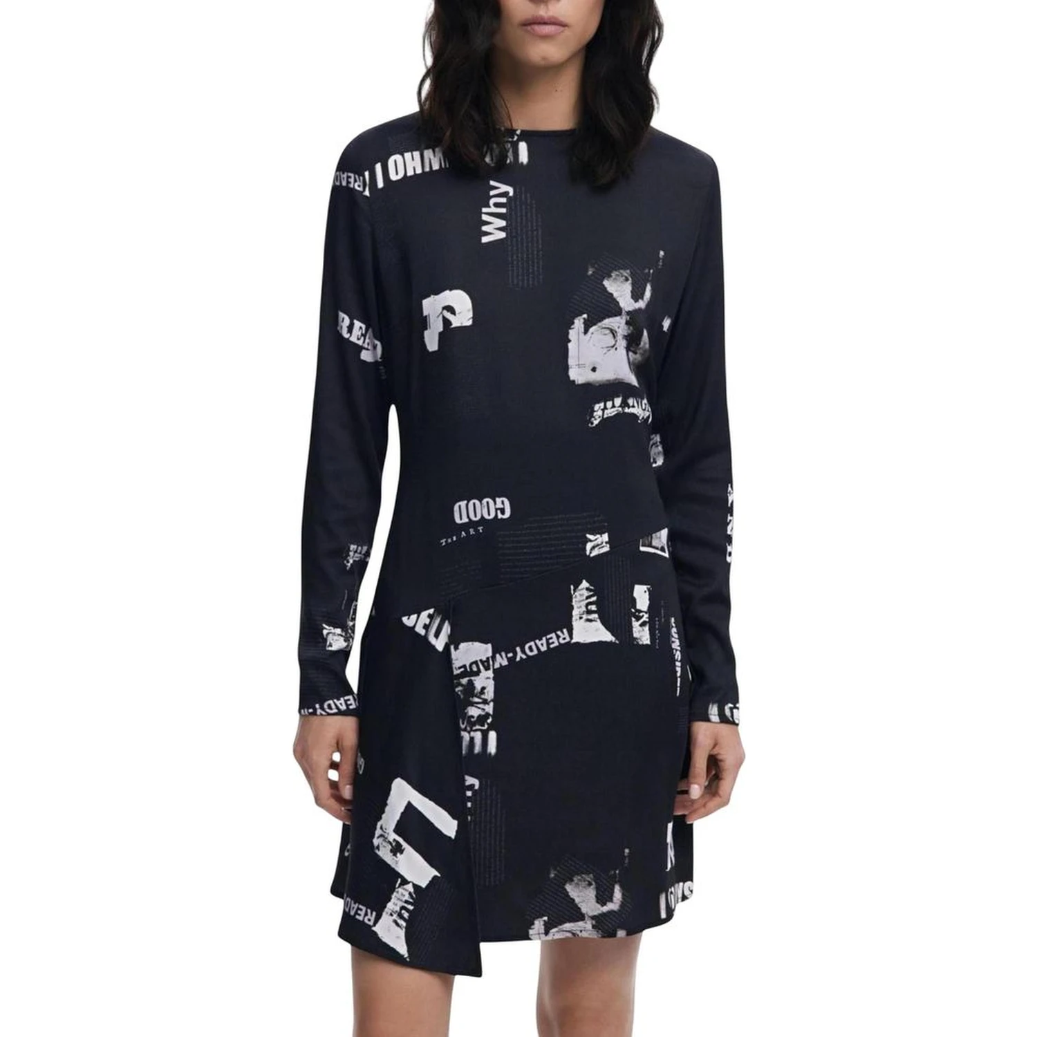 Black Viscose Short Dress