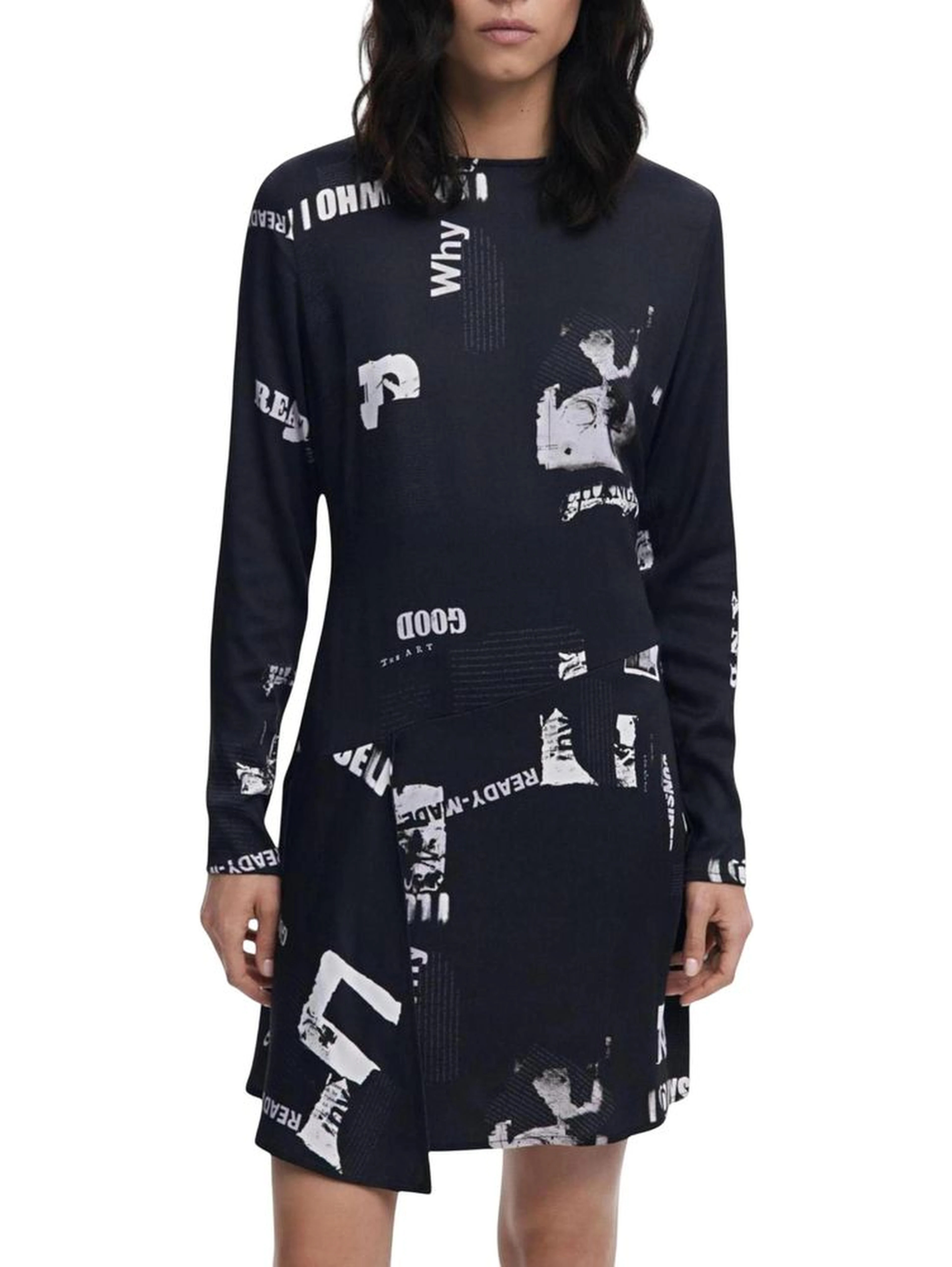 Black Viscose Short Dress