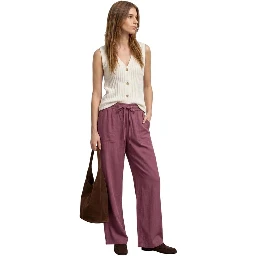 Pink Viscose Casual Pants