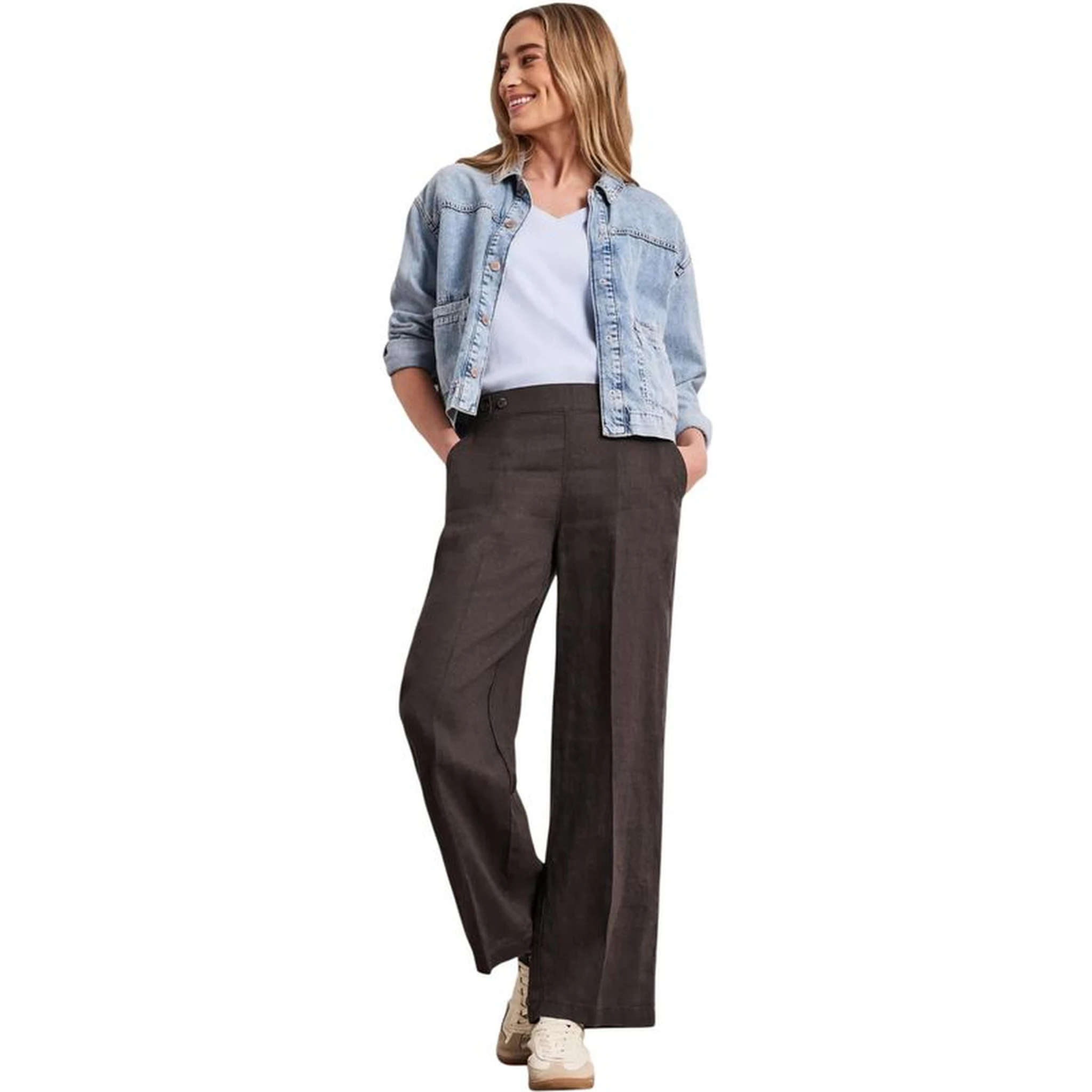 Brown Linen Casual Pants