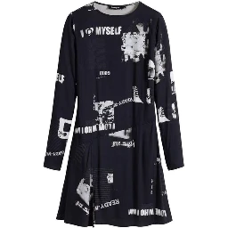 Black Viscose Short Dress