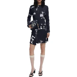 Black Viscose Short Dress