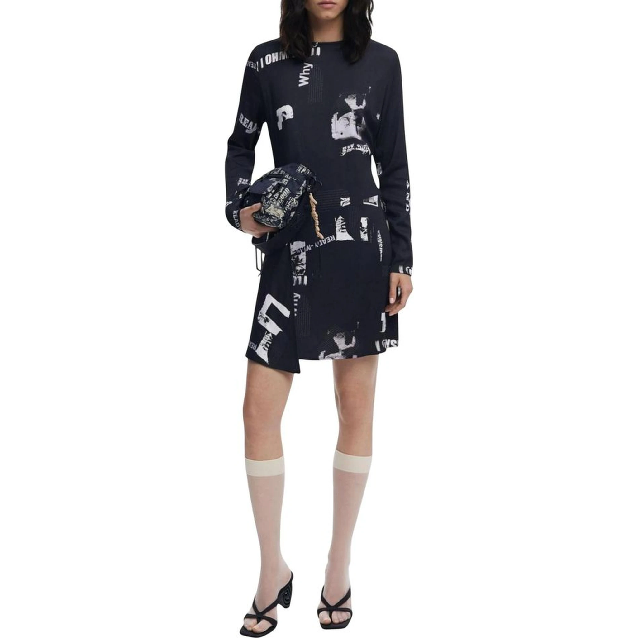 Black Viscose Short Dress