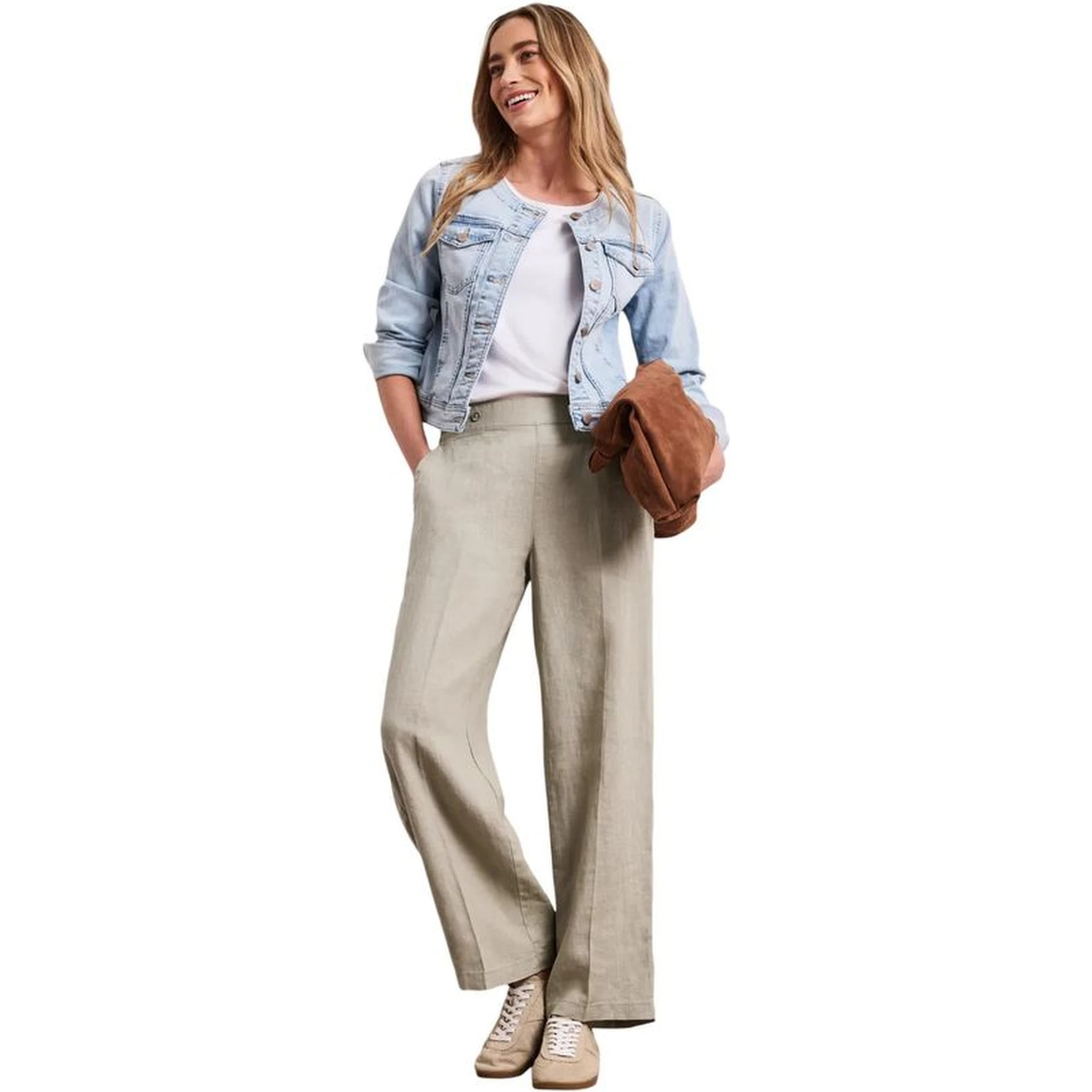 بنطال كتان بيج كاجوال