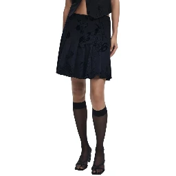 Black Polyester Mini Skirt