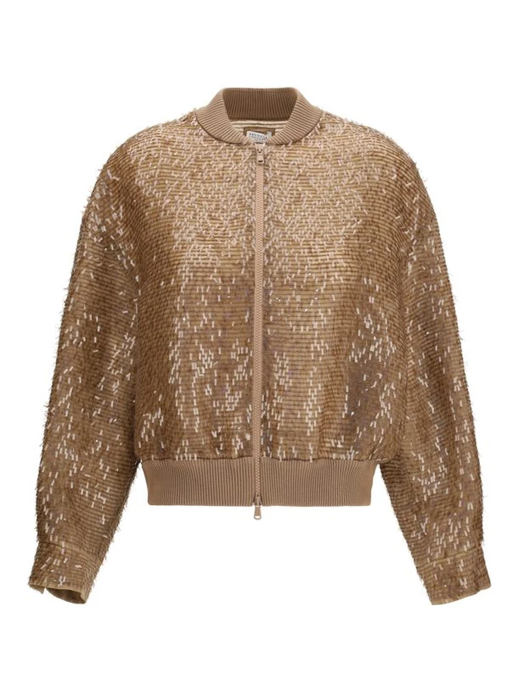 Brown Silk Bomber
