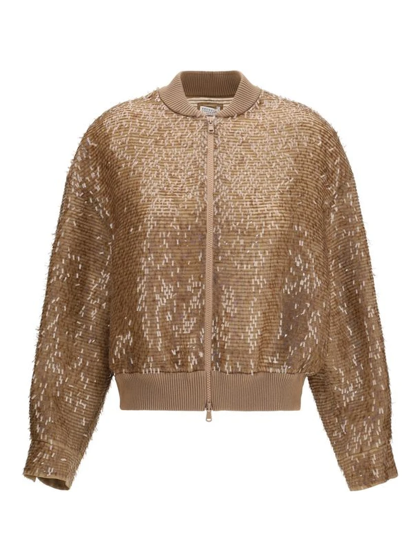 Brown Silk Bomber