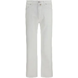 White Cotton Straight-Leg Jeans