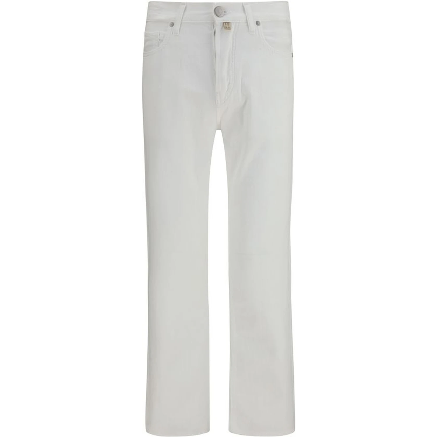 White Cotton Straight-Leg Jeans