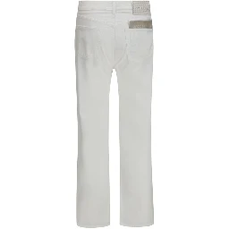 White Cotton Straight-Leg Jeans